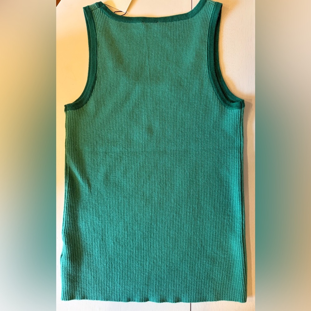 Green Ribbed Tank Top - Medium - Picture 6 of 7
